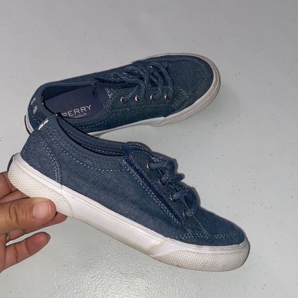 Sperry Boy’s Denim Jean Slip On Velcro Sneakers Memory Foam Size 12 - Picture 12 of 12
